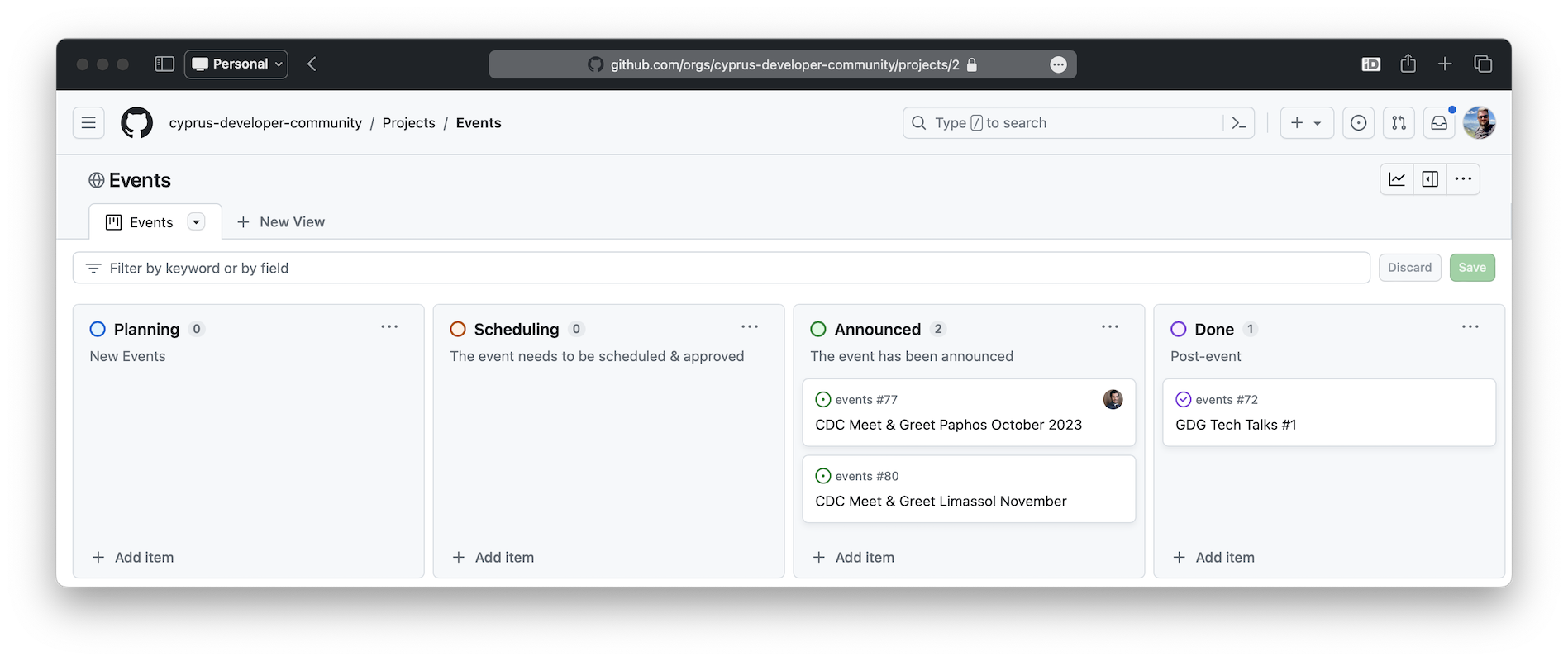 GitHub Project View