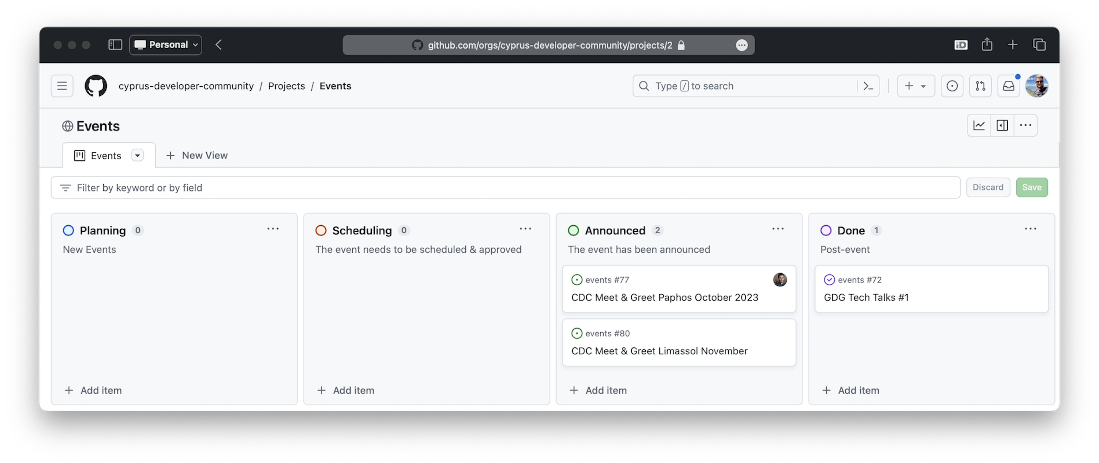 GitHub Project View