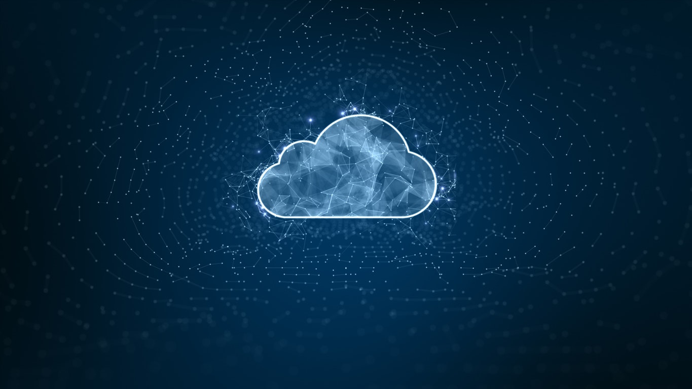 digital cloud symbol with abstract network